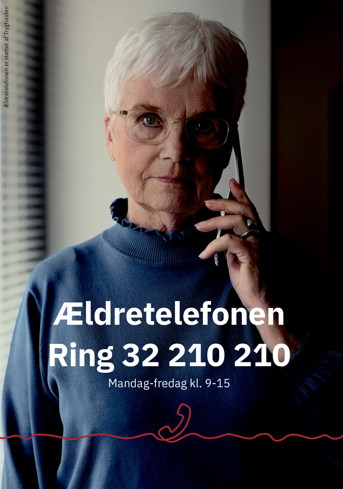 Ældretelefonen postkort - kvinde på forsiden